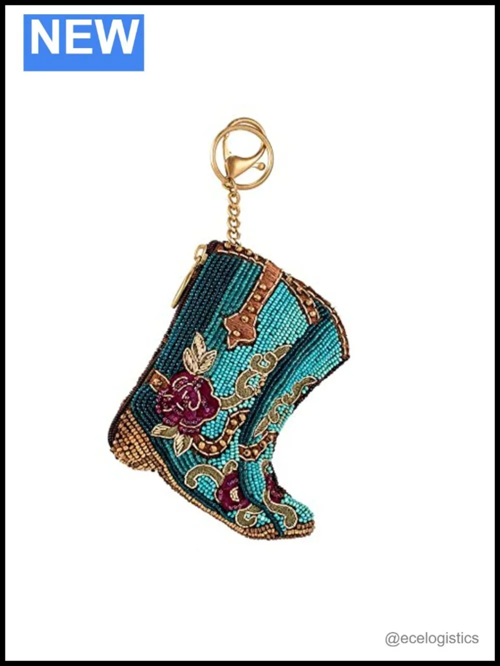 Handcrafted Beaded Coin Purse with Key Ring - Magnet Closure